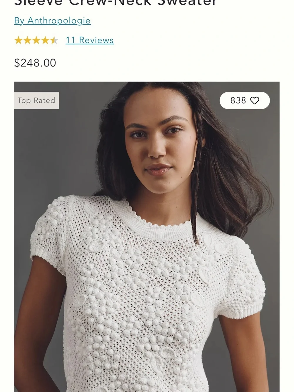 Anthropologie 3D Short-Sleeve Textured Knit Top - Picture 2 of 4